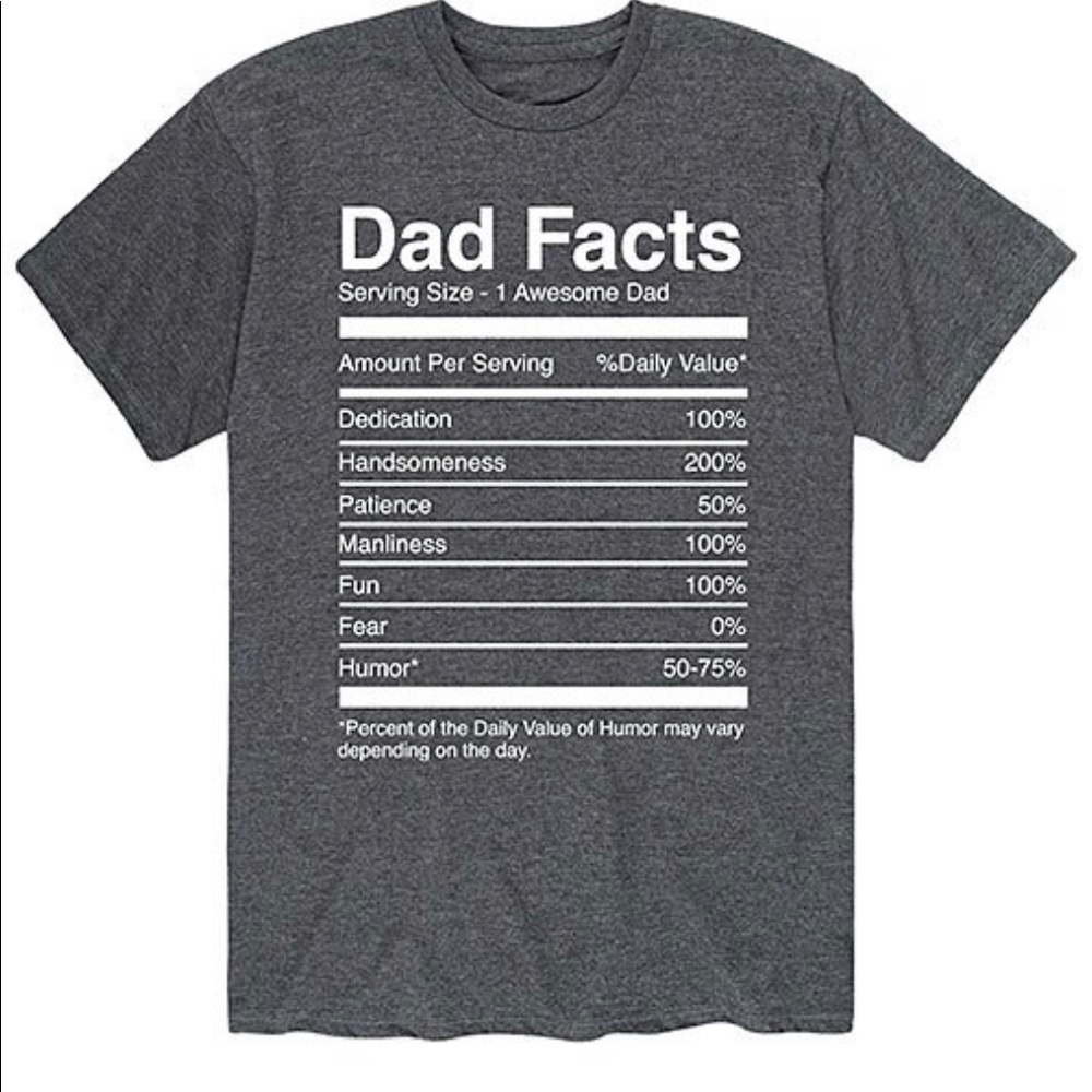 NWT! Men’s ‘Dad Facts’ Charcoal Tshirt